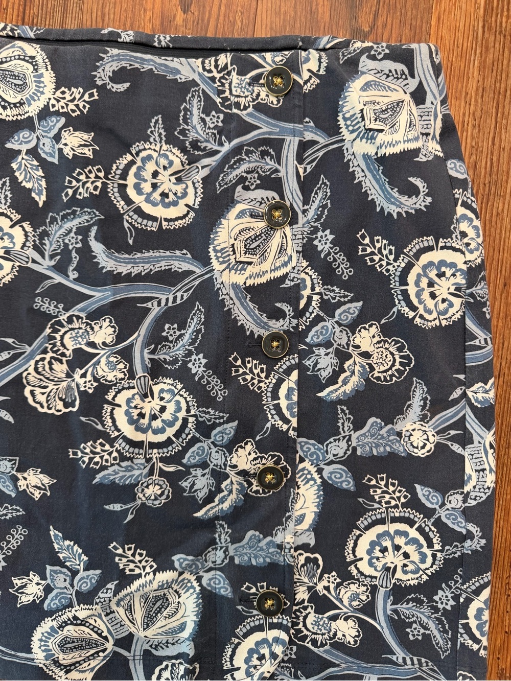 Spartina 449 Navy Floral Button Front Mini Skirt Coastal Resort Size L - Picture 4 of 8